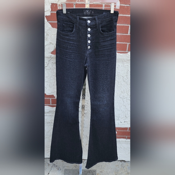 4/27 tall 26x34 LUCKY BRAND stretch black high rise button jean THE BELL FLARE - Picture 2 of 13